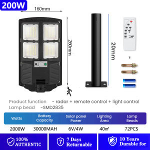 (10 Years Warranty) Solar light outdoor 15000W lampu led The new upgrade Solar Light High Quality IP67 Waterproof High Brightness Solar Spotlight with Remote Control Apply to Garden Courtyard 太阳能路灯