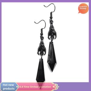 Graceful Black Bat Earrings with Red Teardrop Beads Earrings Gothic JewelryAlternative JewelryGothic Gift for HerBat LoverHalloween