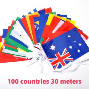 100-Country Flags String Bunting Banners 30-Meter World Flags String for Party Hanging Decoration