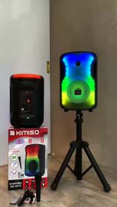 LC - Wireless Speaker Bluetooth Kimiso QS-6810 RGB LED 8 inch Jumbo Speaker + Mic Plus Remote Speaker Karaoke Kimiso QS 6810