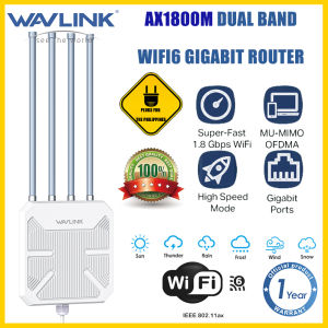 Wavlink AX1800M Dual Band WiFi6 Gigabit Wireless Router 2.4GHz (574Mbps) +5GHz (1201Mbps) Outdoor with PoE/4x8dBi High Gain Antenna/IP67 Weatherproof Enclosure Original Import (For Philippines Only)