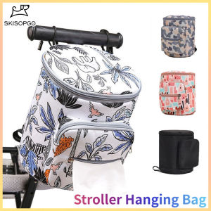 SKISOPGO Stroller Hanging Bag Nylon Diaper Milk Storage Pouch Basket Carriage Travel Nappy Bag Tricycle Bag Car Accessories