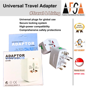 High-Quality Universal Multi-Plug Travel Adapter with Safety Lock System - Multi-Region Compatibility | SG SELLER