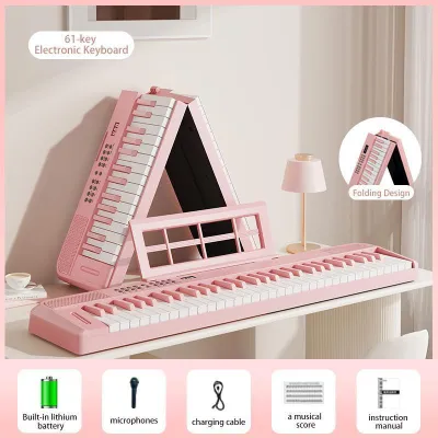 Octavebaby 61 Keys Foldable Digital Piano | Portable Electronic Keyboard for Beginners Built-in Battery with Mic