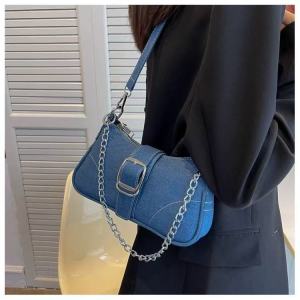 Chic Denim Shoulder Bag Trendy Fall Winter 2025 Womens Unique Design Crossbody Single Shoulder Underarm Square Bag