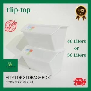Fliptop Storage Box with wheels Flip-top Flipbox Stackable for Dog Food Feeds Merchandiser Display Rack 56L #219B