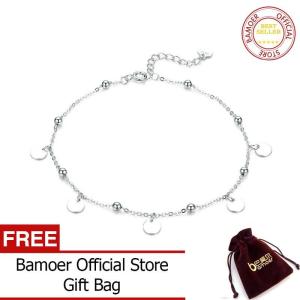 BAMOER Silver Beads Anklets 925 Sterling Silver Geometric Minimalist Summer Fashion Foot Jewelry Bracelet for Ankle SCT011