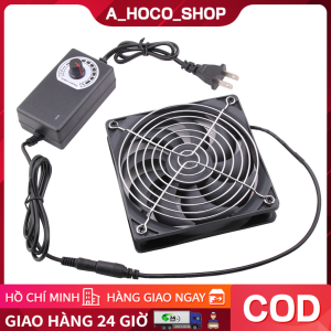 Quạt Tản Nhiệt Chó Mèo Quạt Làm Mát Gắn Chuồng-Quạt Thông Gió Hình Vuông 12CM Kèm Bộ Điều Tốc 1200RPM hoco
