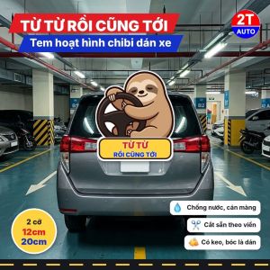 Tem Decal Con Lười Ôm Vô Lăng Từ Từ Rồi Cũng Tới Chibi Sticker Hoạt Hình Hài Hước Dán Ô Tô Xe Máy Chống Nước
