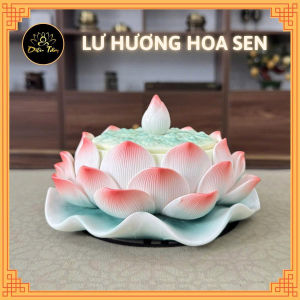 Lư Xông Trầm Hương Gốm Trắng Hoa Sen Đức Hóa Lư hương Bát Sen xông nụ trầm hương bột trầm nhang vòng thờ cúng Diệu Tâm