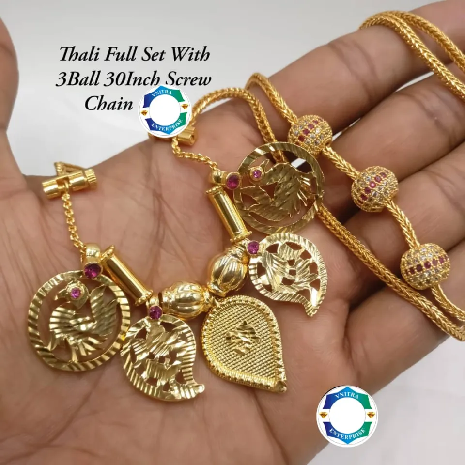 Aimpon Malayalam thali chain full set with ball 30inch screw