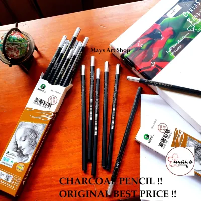 Baru Maries Charcoal Pencil C7300 Hard Neutral Soft / Maries Pensil Arang Hitam Sketch Sketsa
