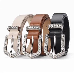 Female Pin Buckle Belt Aesthetic Lady Belt Fashion Rhinestone Waistband Jeans Belt Waist Decor Girls Casual Waist Strap