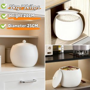 5kg/10kilos Ceramic rice storage container clay pot sealed  jar with lid  rice box rice dispenser cookie jar ceramic