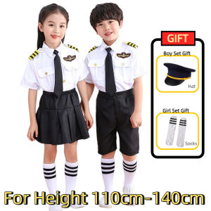 Kids Pilot Captain Uniform Children Airline Stewardess Costume Girls Flight Attendant Role Play School Festival Outfit