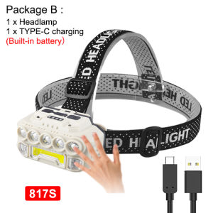 Asafee 817S/817 XPE LED COB ultra bright outdoor headlight induction 500LM work light repair multiple gear built-in battery Type-C IPX4 waterproof Fishing outdoor auxiliary light