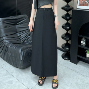 S-6XL กระโปรงผู้หญิง ทรงเอ เอวสูง กางเกงทรงตรง กระโปรงยาว