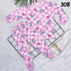 Alohapajamas Baju Tidur Anak Untuk 1-10Tahun Bahan Kaos /Piyama Anak Perempuan/Piyama Anak Laki Laki/Set Anak Perempuan/Setelan Anak Laki Laki / Stelan Anak Perempuan/Baju Tidur Anak Perempuan Motif 308 melody kotak