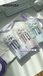 4Pcs Ribbon Retractable Gel Pen 0.5MM Quick Drying Journaling Pen Office Writing Tool for Writing Drawing Journaling