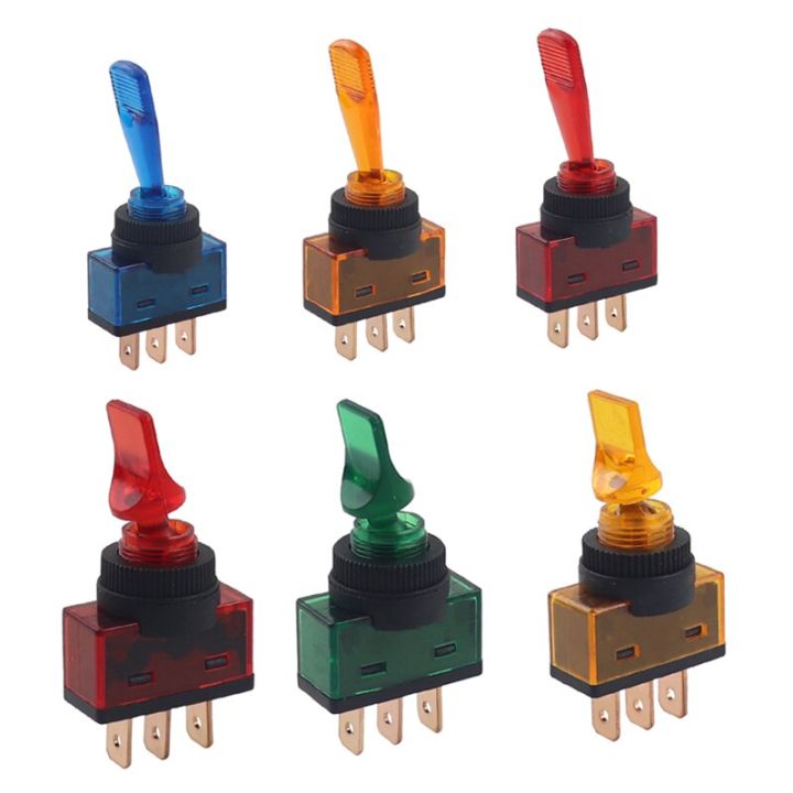 LED Toggle Switch 12VDC 20A LED 3-Pin 12mm ASW-14D Short Handle ASW-13D ...