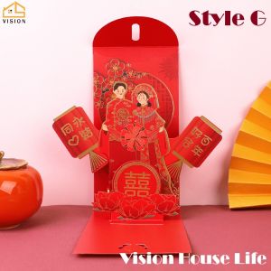 Vision 1Pc Creative 3D Money Packet Chinese New Year Red Packet CNY Red Envelope Bag Lucky Money For Wedding Birthday Spring Festival Lucky Bag 新年红包