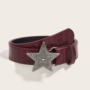 GENENIC Gothic Star Belt PU Leather Subculture Men Belt Fashion Hip Hop Star Buckle Waistband