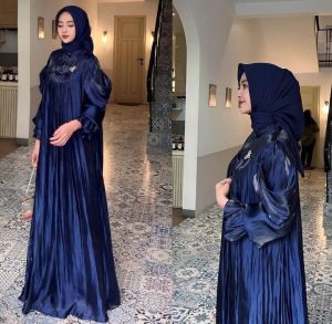 viveta Dress shimer silk/dress material shimer silk kerlap kerlip/dress pesta kondangan model terbaru/gamis lebaran viral/dress tangan frozen murah