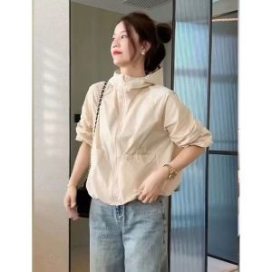 Y2k UPF 50 + Thoáng Khí Giản Dị Áo khoác jacket có mũ Cho Phụ Nữ quần áo chống nắng