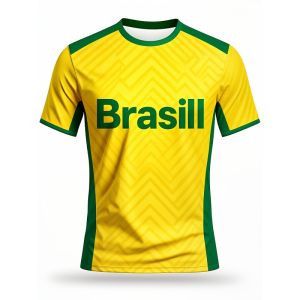 [Local Stock] VCC Brazilian Jerseys Pattern T-Shirt For Men Customized 3D Printed T Shirts Fashion Round Neck Casual Short Sleeve Loose Tees Tops