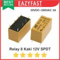 Relay 8 Kaki Pin DC 12V 12 V Volt SPDT Mini 30V 3A 250VAC. 