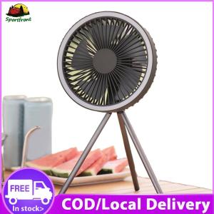 Rechargeable USB Tent Fan with LED Light Tripod for Outdoor Tents Canopy RV