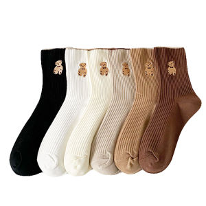 [Combo 6 đôi] Tất Gấu Cao Cổ Trơn Cho Nữ Màu Sắc Phong Cách Vintage Hàn Quốc Mềm Đẹp Siêu Dễ Thương [CEC Store]