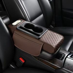 FEELINGS Portable Center Console Armrest Cushion PU Leather Multifunctional Storage Box Height Increasing Car Armrest Pillow Universal