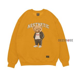 Dezirose Sweater Crewneck Bear Aesthetic Fleece Tebal Premium Size M-XXL ( Pria & Wanita ) Distro