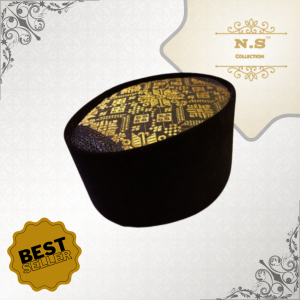 Peci Songkok Semi Songket Hitam Gold - N.S Collection