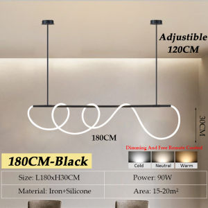 Modern Chandelier 200CM Dining Chandelier Musical Note Chandelier Modern Design Simple Bedroom Chandelier Luminous Silicone Tube Decorative Chandelier
