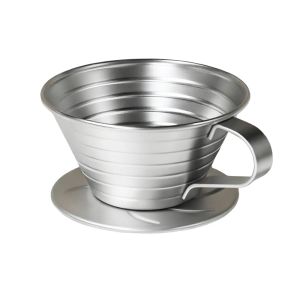 Drip Type Stainless Steel Flat Bottomed Coffee Filter Cup Large Cake Filter Paper Household Hand Brewed Coffee Filter Set