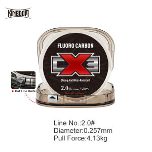 Kingdom ผู้นำฟลูออโรคาร์บอนสายเอ็นตกปลา2.0/2.5/3.0/4.0 #50M ตัดน้ำทนต่อการสึกหรอ Sinking อุปกรณ์ตกปลา