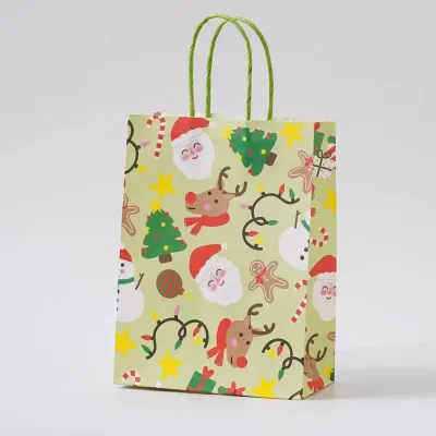 【New】10PCS Cartoon Kraft Paper Bag Gift Goodie Party Bag for Christmas Birthday Gift