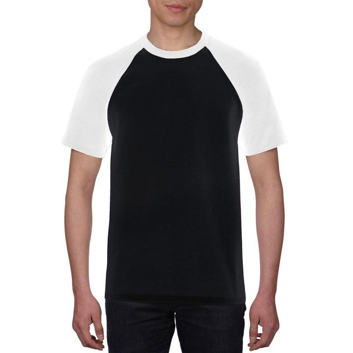 Gildan 76500 Premium Cotton Adult Raglan T-Shirt (Black/White) | Lazada