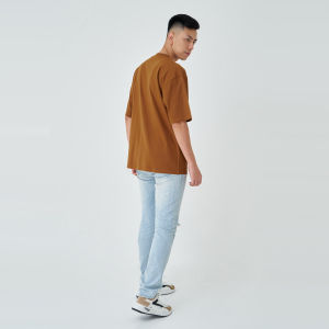 Kaos Polos Pria Oversized Lengan Pendek Bahan Katun Combed 24s Warna Caramel