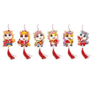 6pcs Horse Theme Celebration Ornament with Gold Foil for Wall Hanging Decorations Festival Accessories