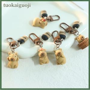 tuokaiguoji Resin Coffe Capybara Keychain Funny Capibara Bag Hanging Cute Funny Fashion Anime Keyring Mobile Phone Hanging Accessories