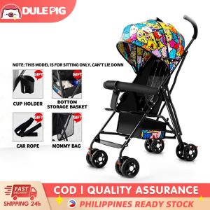DULEPIG Foldable Stroller Travel Ultralight High Carbon Steel Stroller with Sun Canopy Stroller