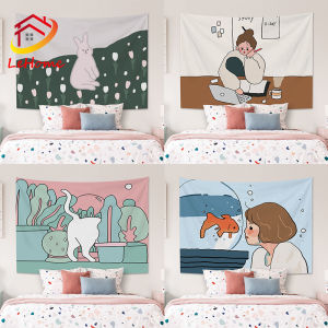 การ์ตูนอะนิเมะ Tapestry ขนาดเล็กสดและน่ารัก Decor แขวนกำแพงฉากหลัง3D การพิมพ์ผ้าม่านบ้านตกแต่งห้องนอน Ins