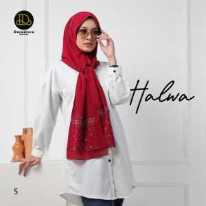 Daradiora Halwa Pashmina Soft Pad Antem Terbaru Jilbab Instan Hijab Bahan Ceruty Warna Polos Mute