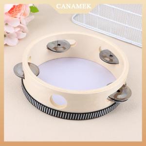 [CANAMEK] 1Pc 15cm Wooden Tambourine Drum Kids Handheld Drum Percussion Musical Instruments Toys For Children Educational Toys