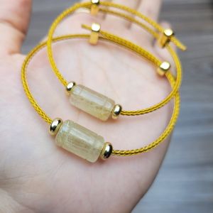 Q346 Vòng lu thống Thạch Anh Tóc Bạch Kim dây cáp cho Thổ và Kim - Phong Thuỷ TUDO P