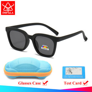 IMPALA PG1017Q Polarized Sunglasses for Kids Elastic Silicone Frame 100% Anti-UV UVA UVB UV400 Anti Glare Block Sunshine Lens with Glasses Case
