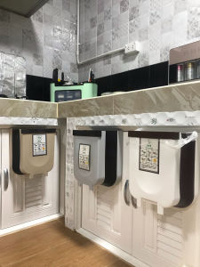 ถังขยะพับได้ ถังขยะห้องครัว ถังขยะแขวนประตูซิงค์ห้องครัว ถังขยะเอนกประสงค์แบบแขวนกับบานประตู ถังขยะประหยัดเนื้อที่เก็บ อุปกรณ์จัดเก็บแบบแขวน